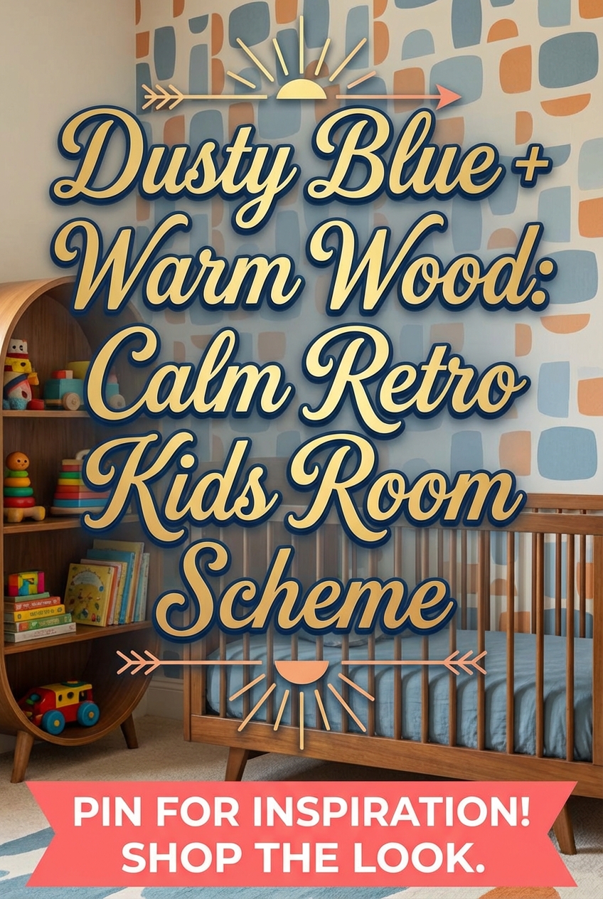 Dusty Blue + Warm Wood: Calm Retro Kids Room Scheme - photo 2