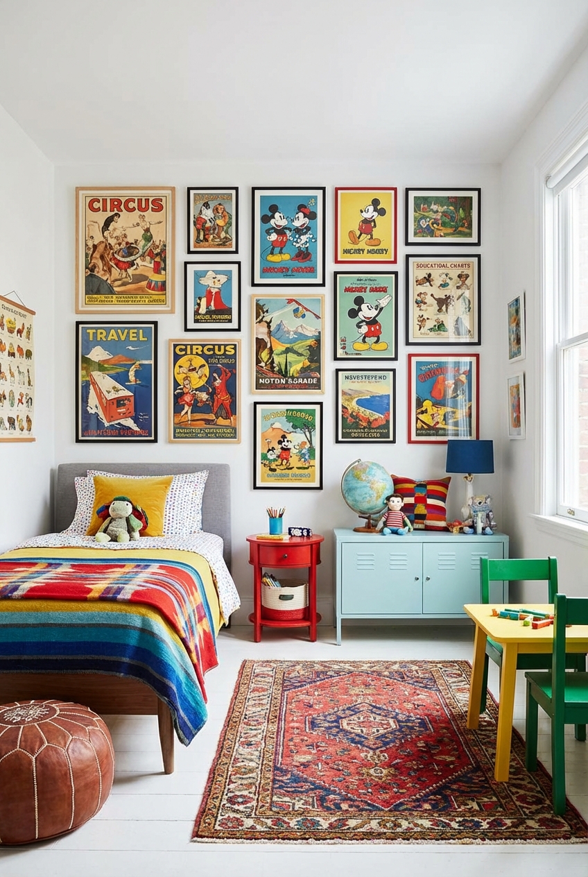 How to Use Vintage Posters in Kids Rooms (Throwback Kid Styling)