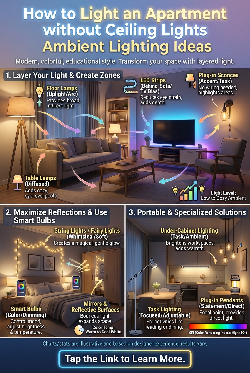 How to Light an Apartment without Ceiling Lights Ambient Lighting Ideas - photo 4