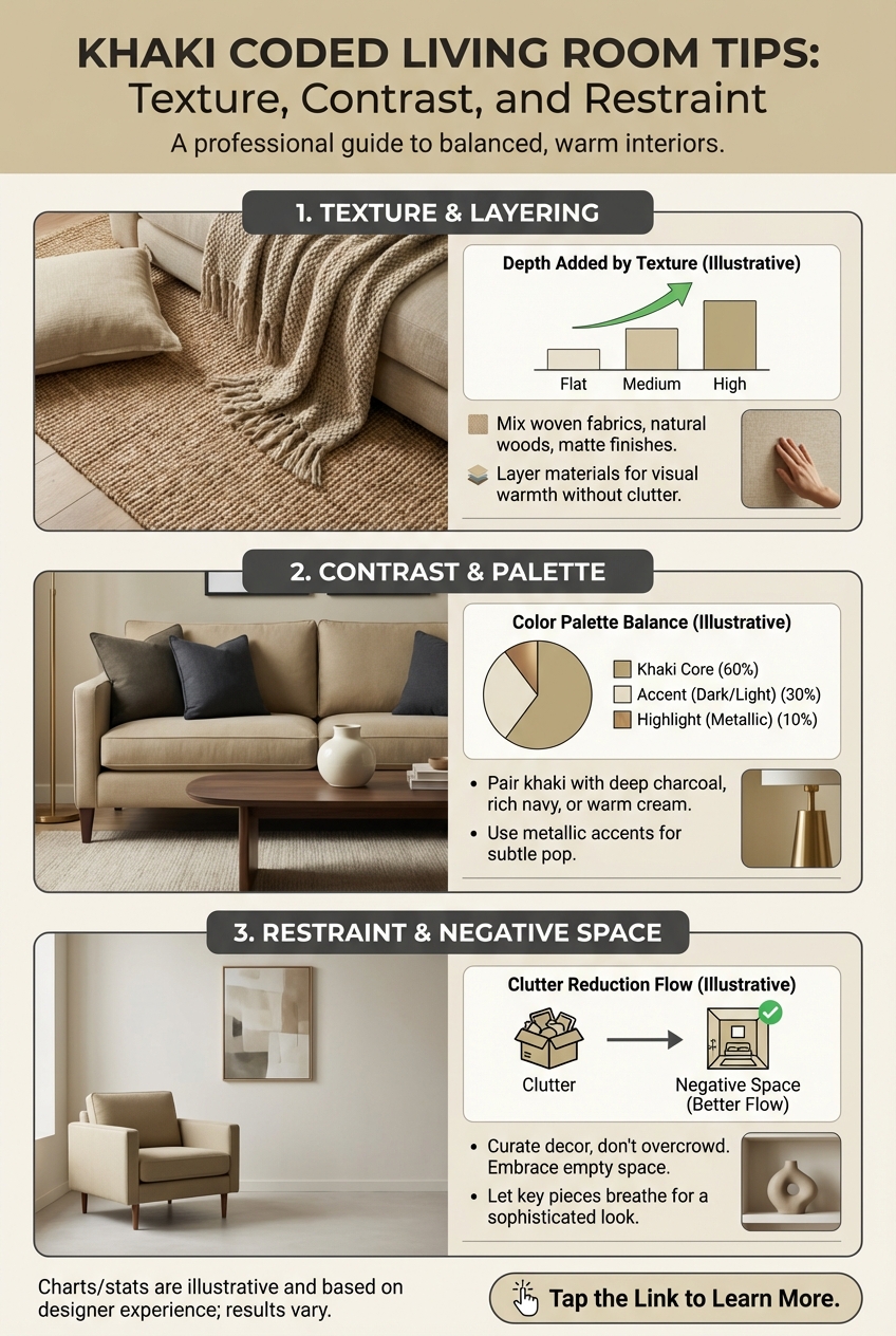 Khaki Coded Living Room Tips and Tricks: Texture, contrast, and restraint - photo 3