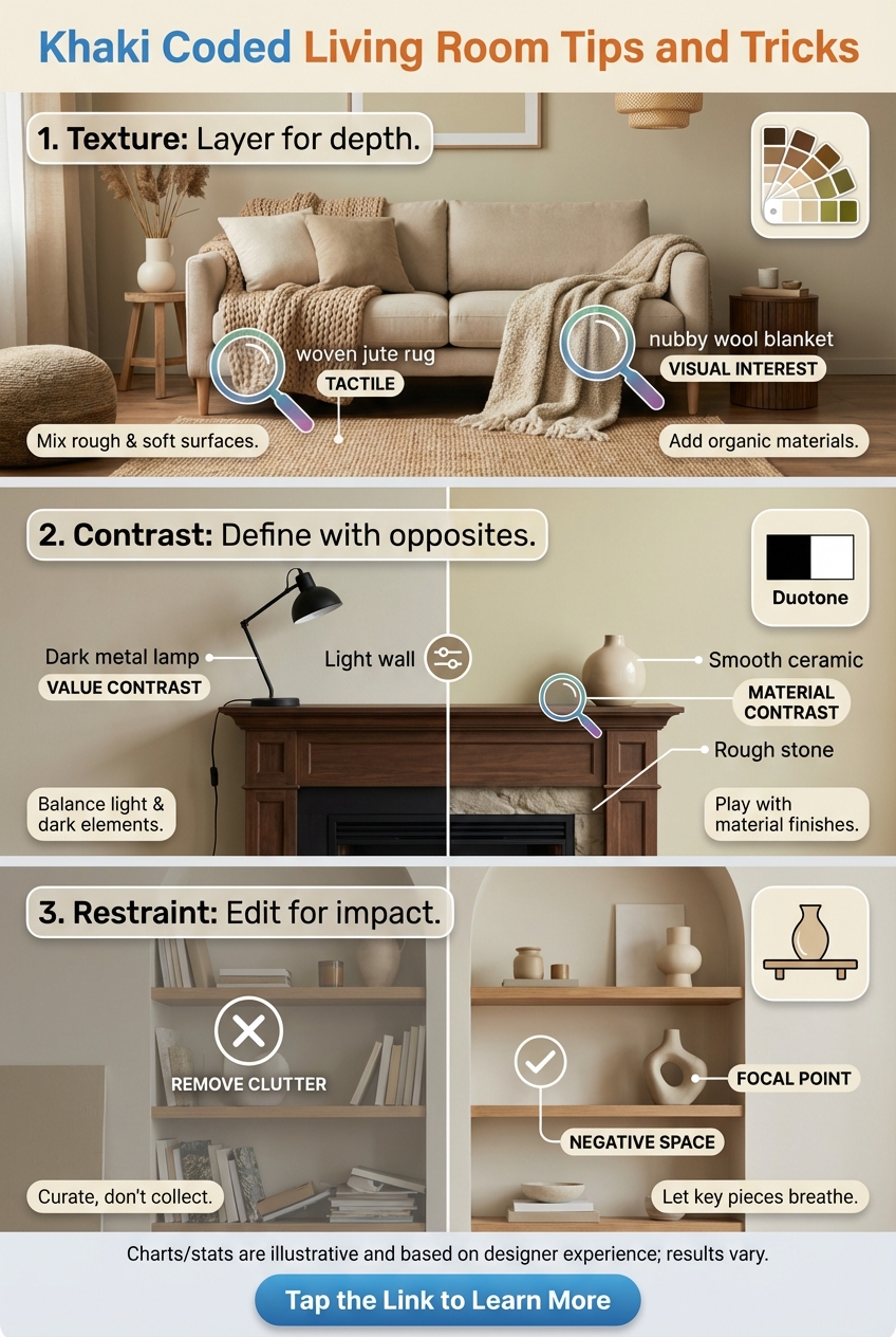 Khaki Coded Living Room Tips and Tricks: Texture, contrast, and restraint - photo 4