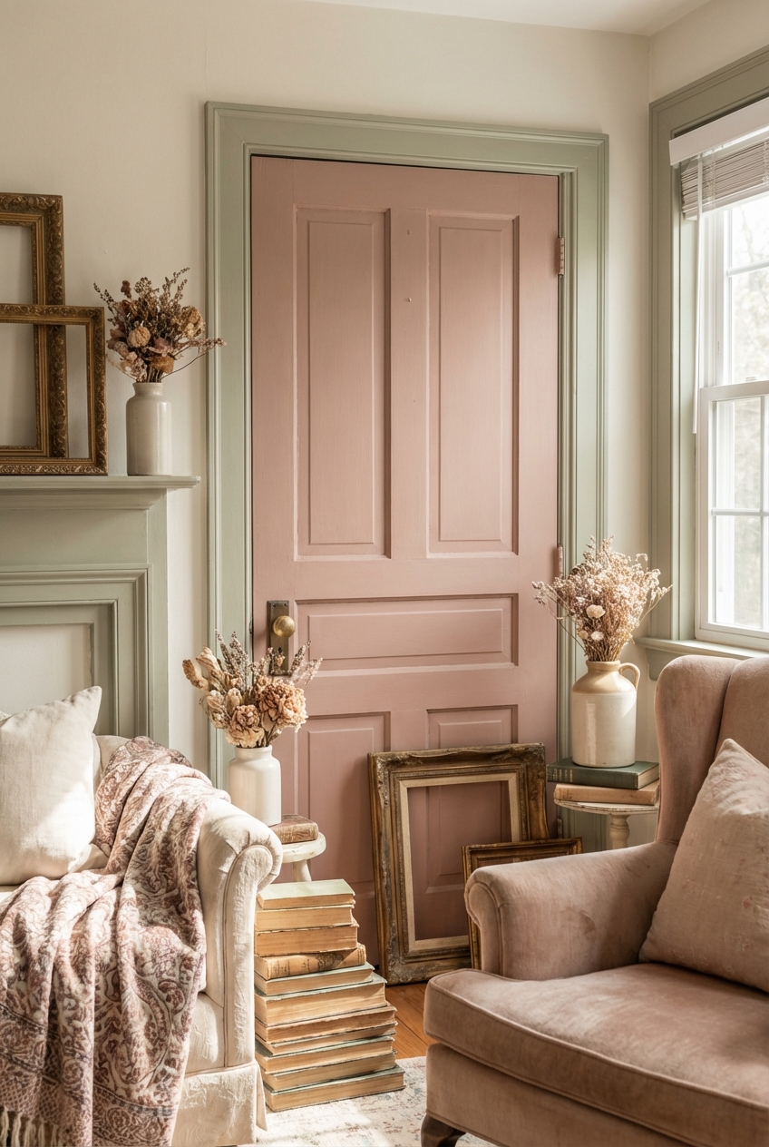 Poetcore Decor with Painted Doors: Soft Colors and Vintage Charm