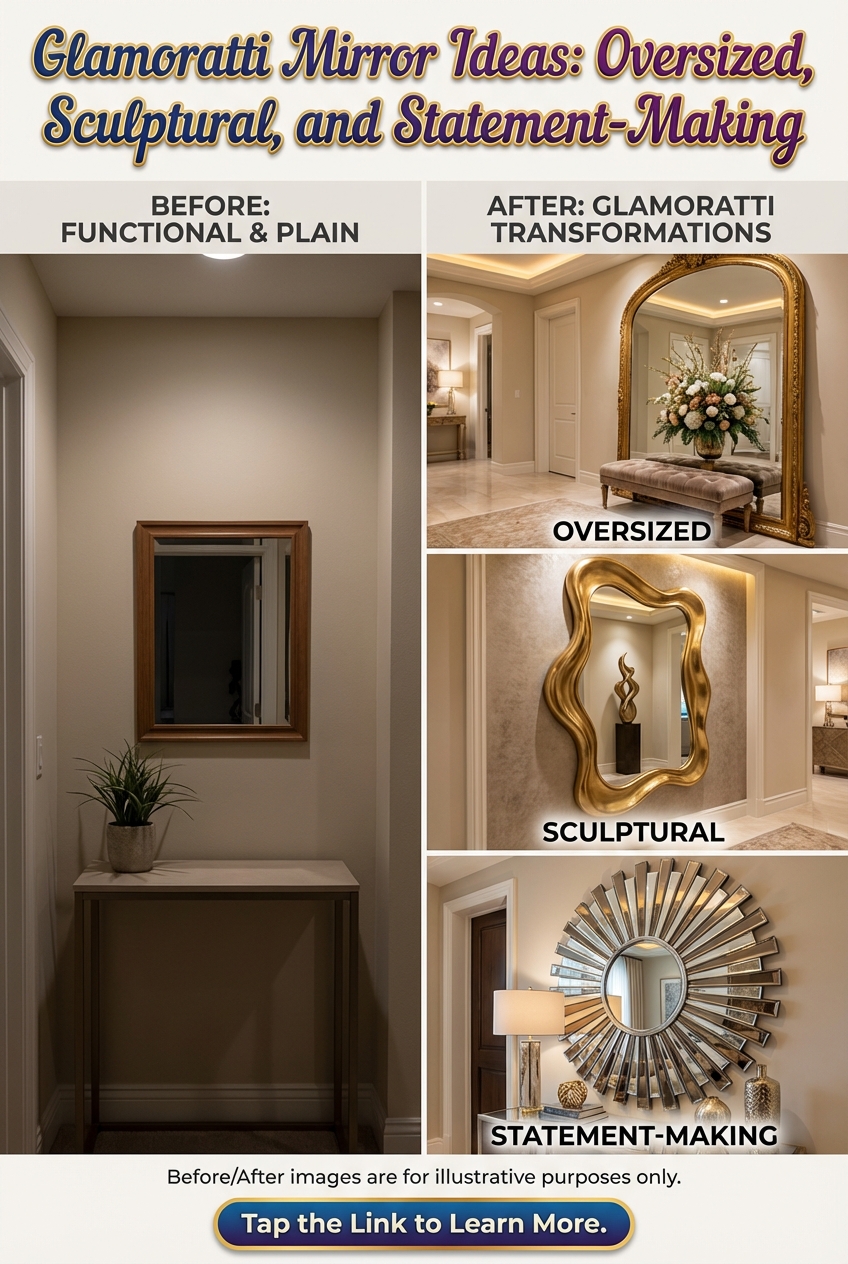 Decorative mirror used as wall art to brighten a home interior