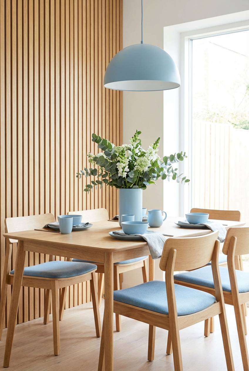 Powder Blue + Light Oak: Fresh and Scandinavian-Inspired