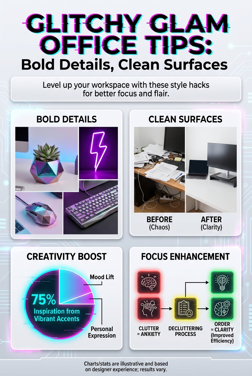 Glitchy Glam Office Tips: Bold Details, Clean Surfaces - photo 3