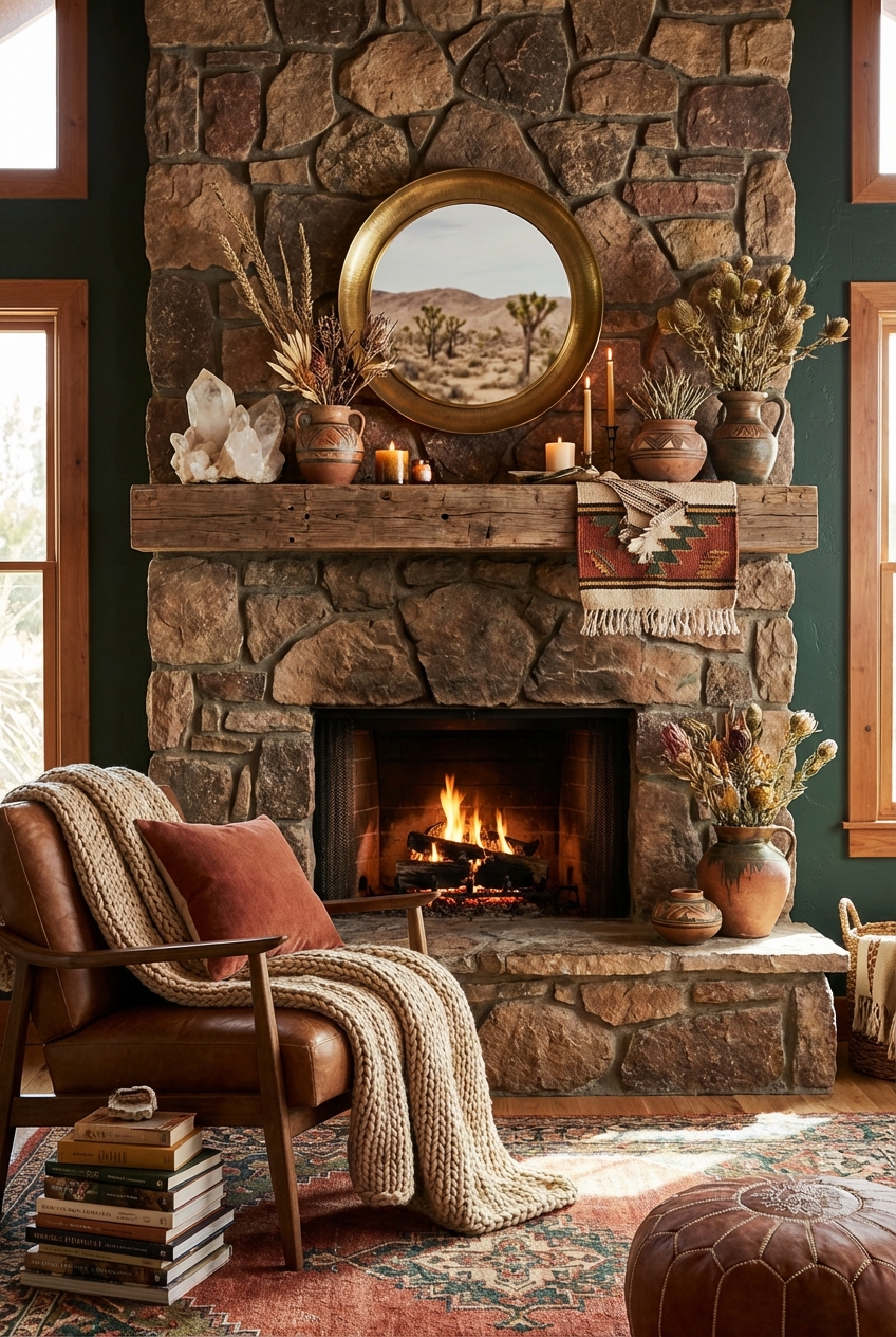 Fireplace Styling Ideas for a Mystic Outlands Living Room