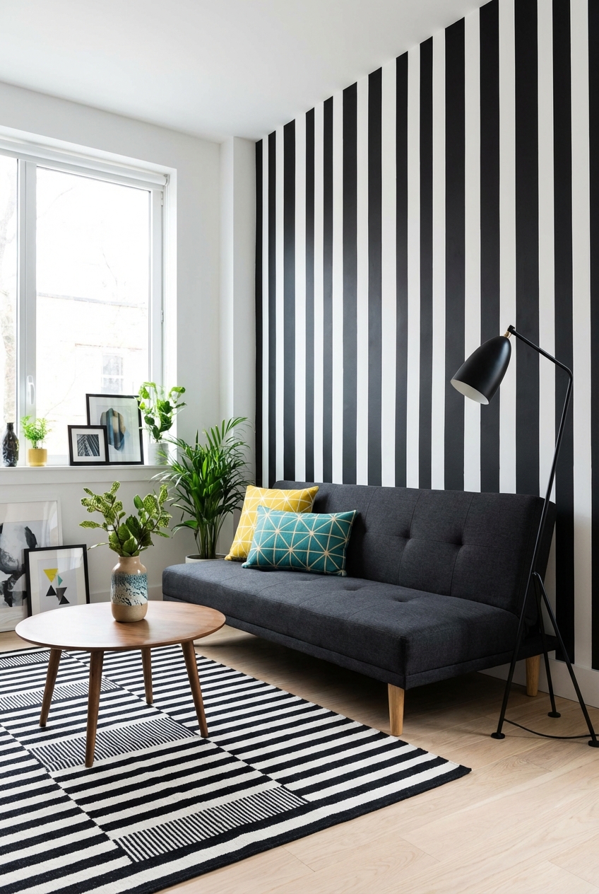 Black and White Stripe Decor Ideas (FunHaus but Minimal)