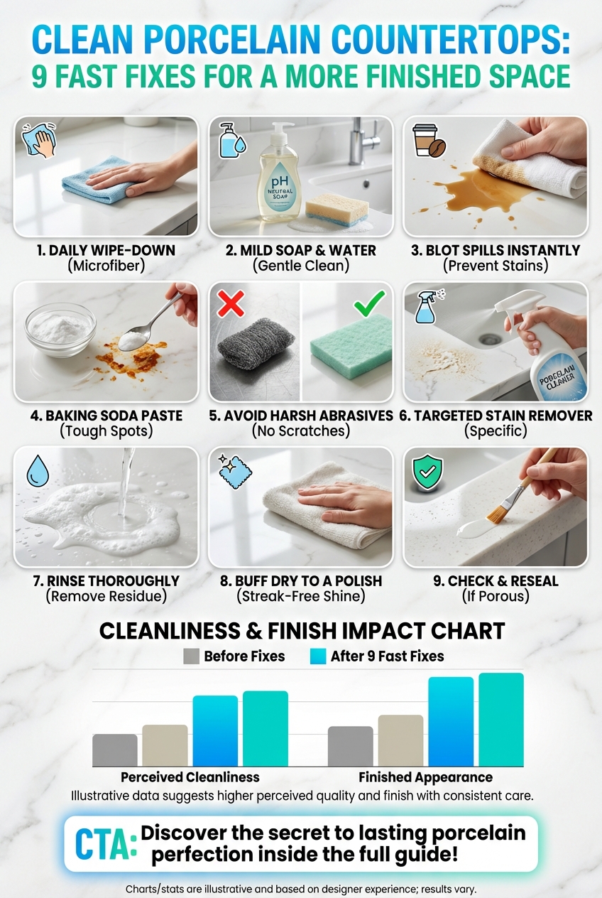 Clean Porcelain Countertops: 9 Fast Fixes for a More Finished Space - photo 3