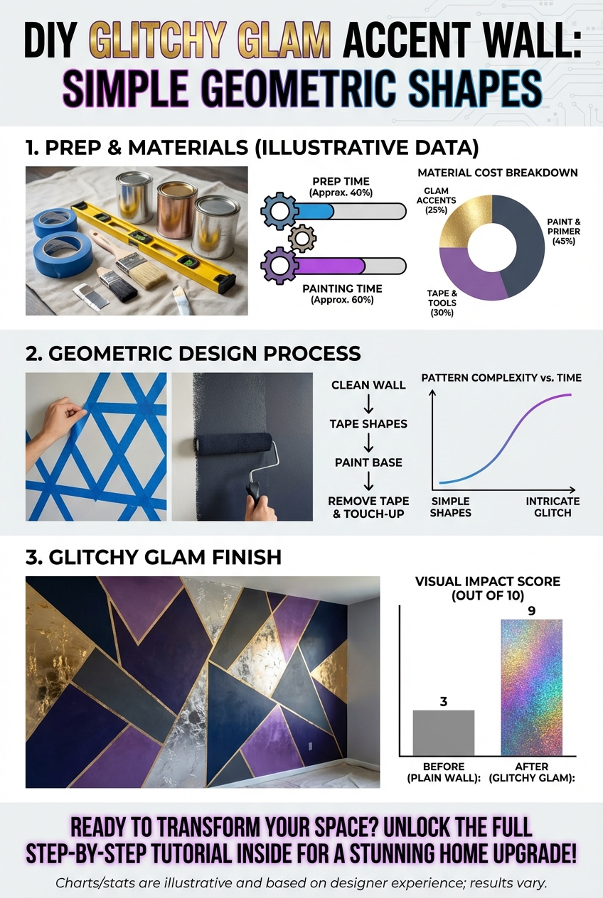 DIY Glitchy Glam Accent Wall: Simple Geometric Shapes - photo 3