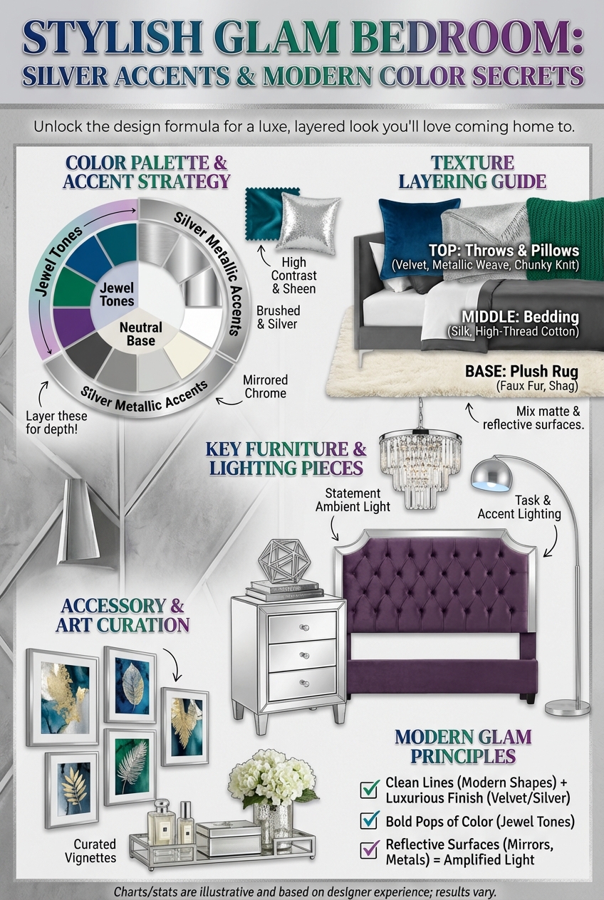 Stylish Glam Bedroom Silver Accents - photo 4