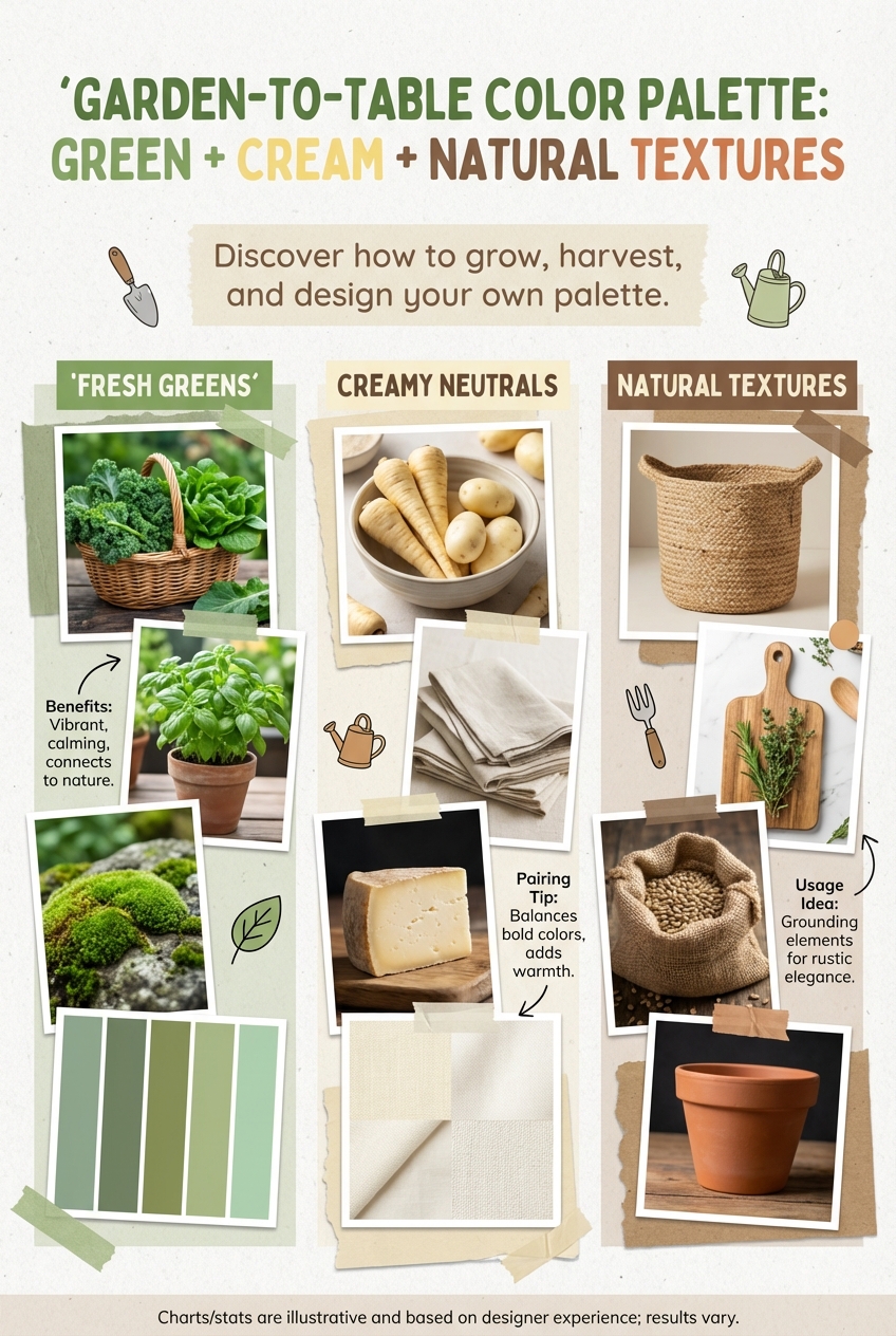 Garden-to-Table Color Palette: Green + cream + natural textures - photo 4
