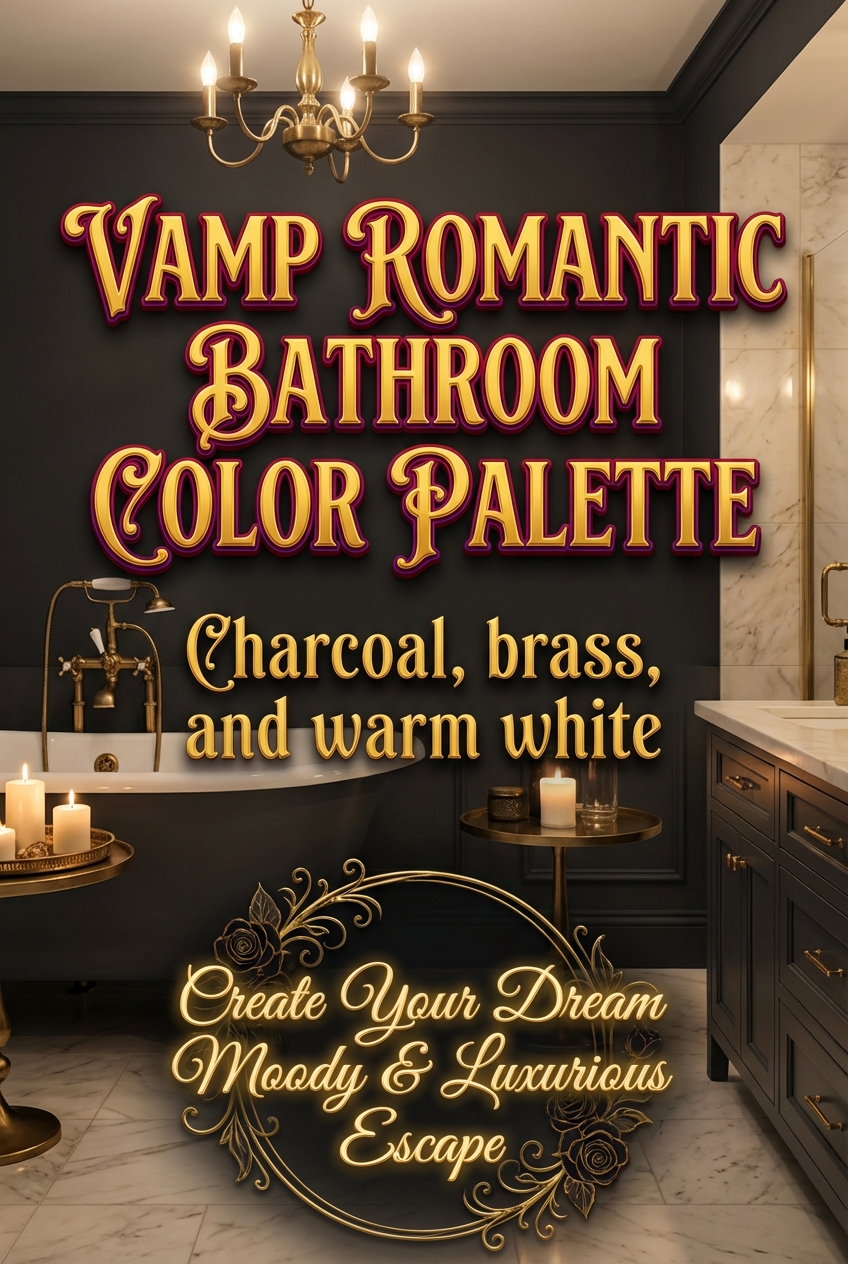 Vamp Romantic Bathroom Color Palette: Charcoal, brass, and warm white - photo 2