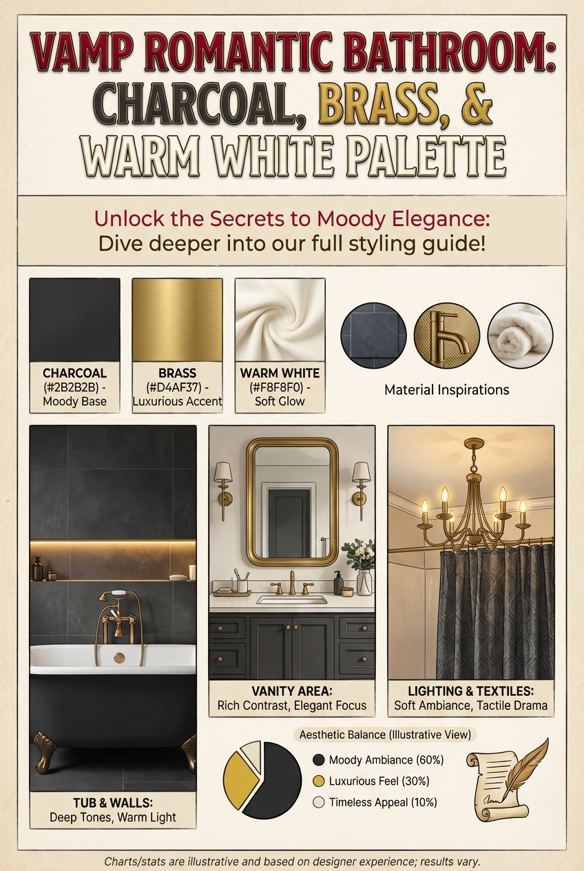 Vamp Romantic Bathroom Color Palette: Charcoal, brass, and warm white - photo 4