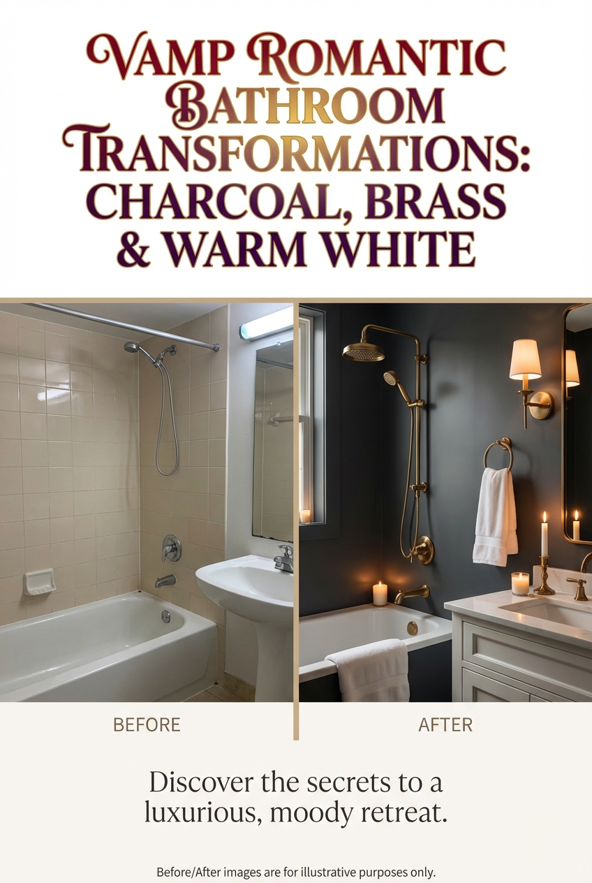 Vamp Romantic Bathroom Color Palette: Charcoal, brass, and warm white - photo 5