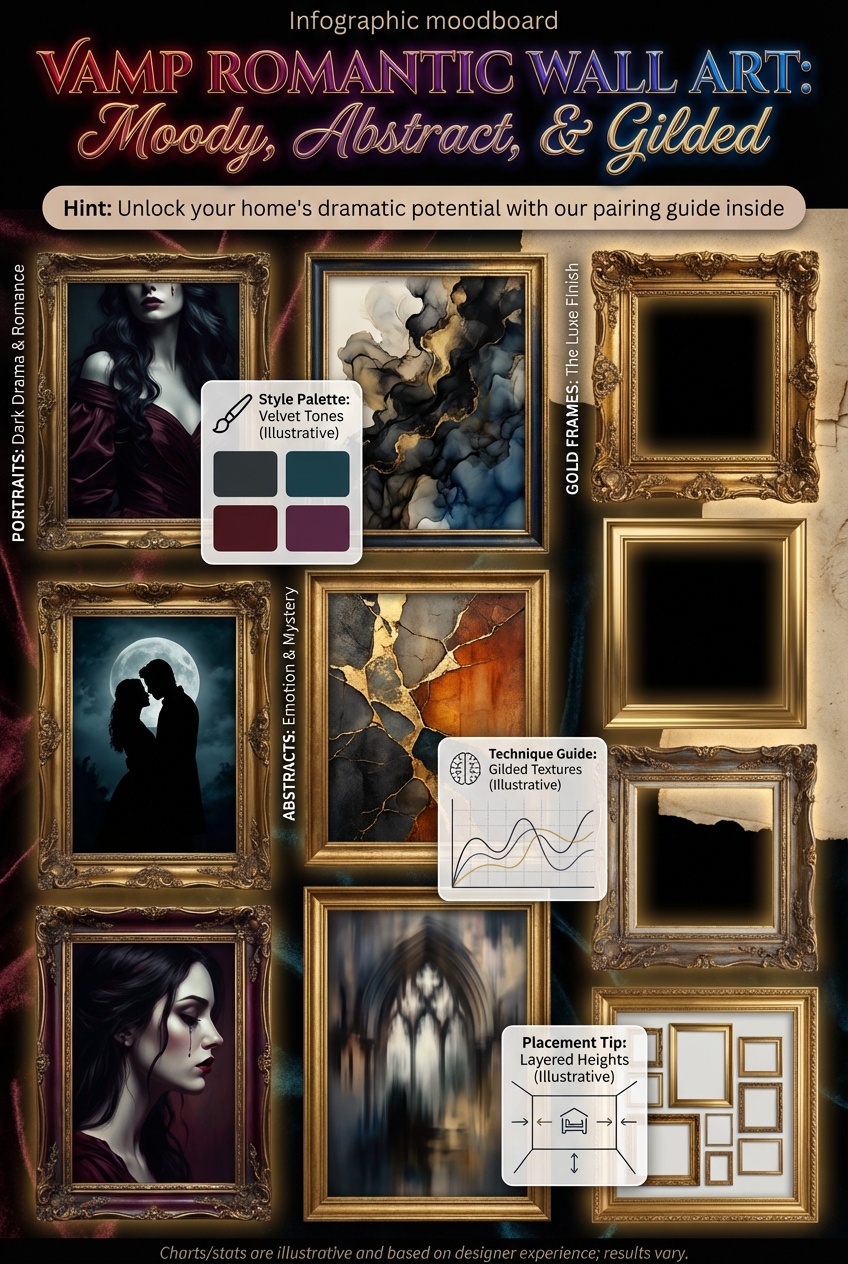 Vamp Romantic Wall Art Ideas: Moody Portraits, Abstracts, and Gold Frames - photo 4