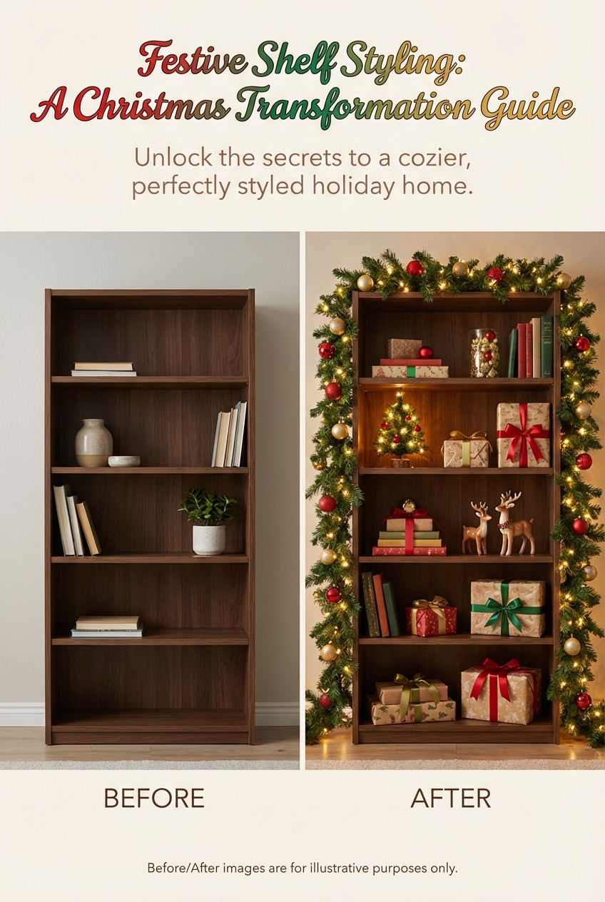 How to Decorate Bookshelves for Christmas Holiday Display Ideas - photo 5