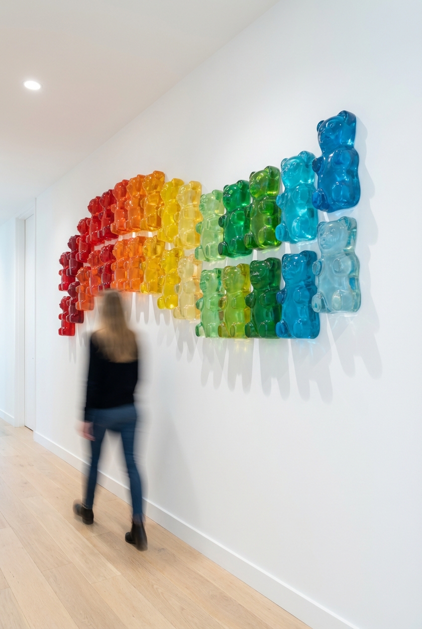 Gimme Gummy Hallway Art: playful 3D without chaos