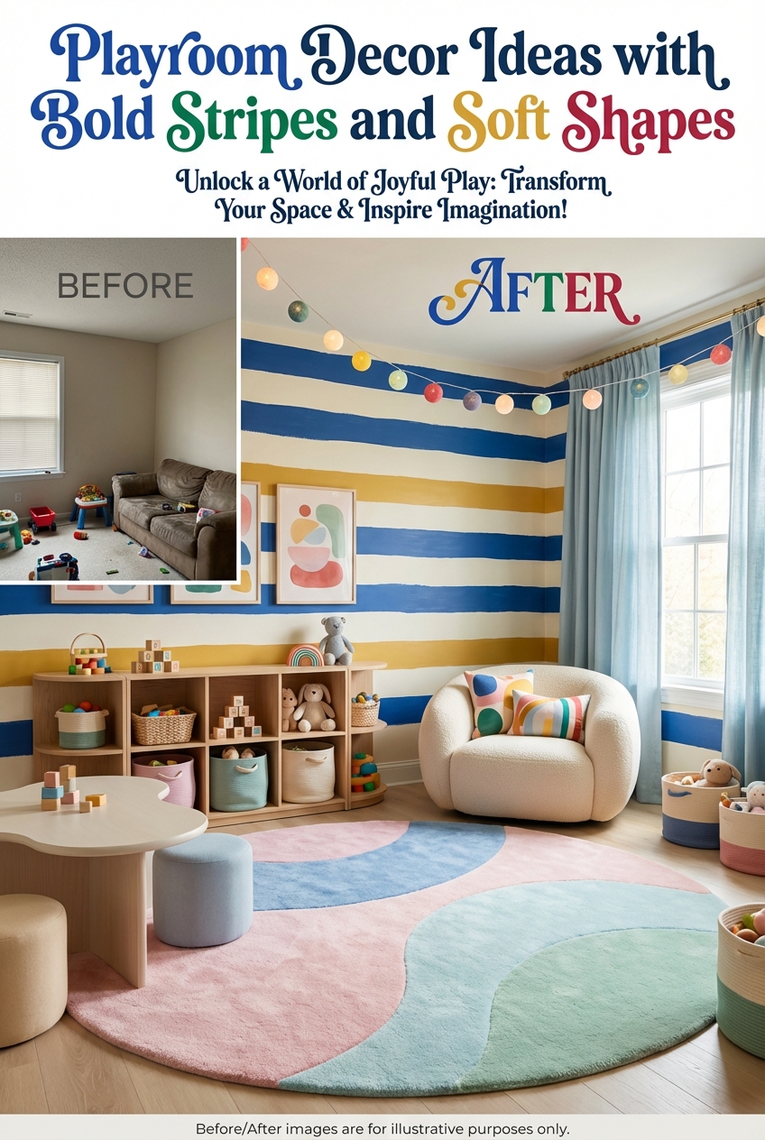 Playroom Decor Ideas with Bold Stripes and Soft Shapes - photo 5