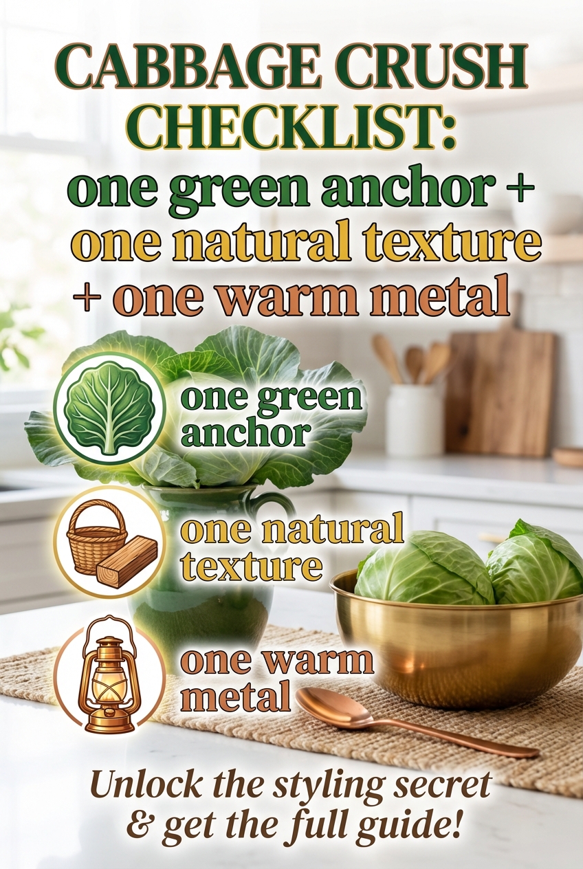 Cabbage Crush Checklist: one green anchor + one natural texture + one warm metal - photo 2