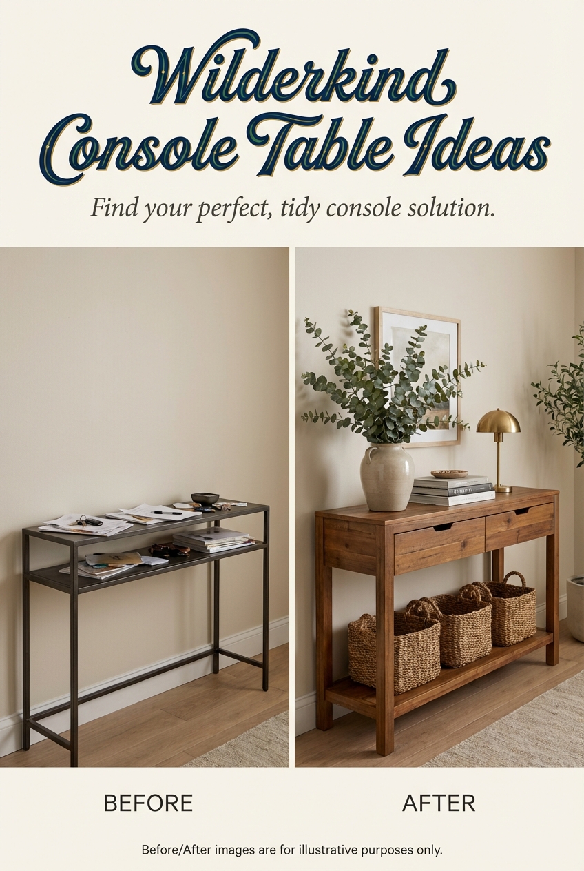 Wilderkind Console Table Ideas: slim wood, drawers, and baskets - photo 5