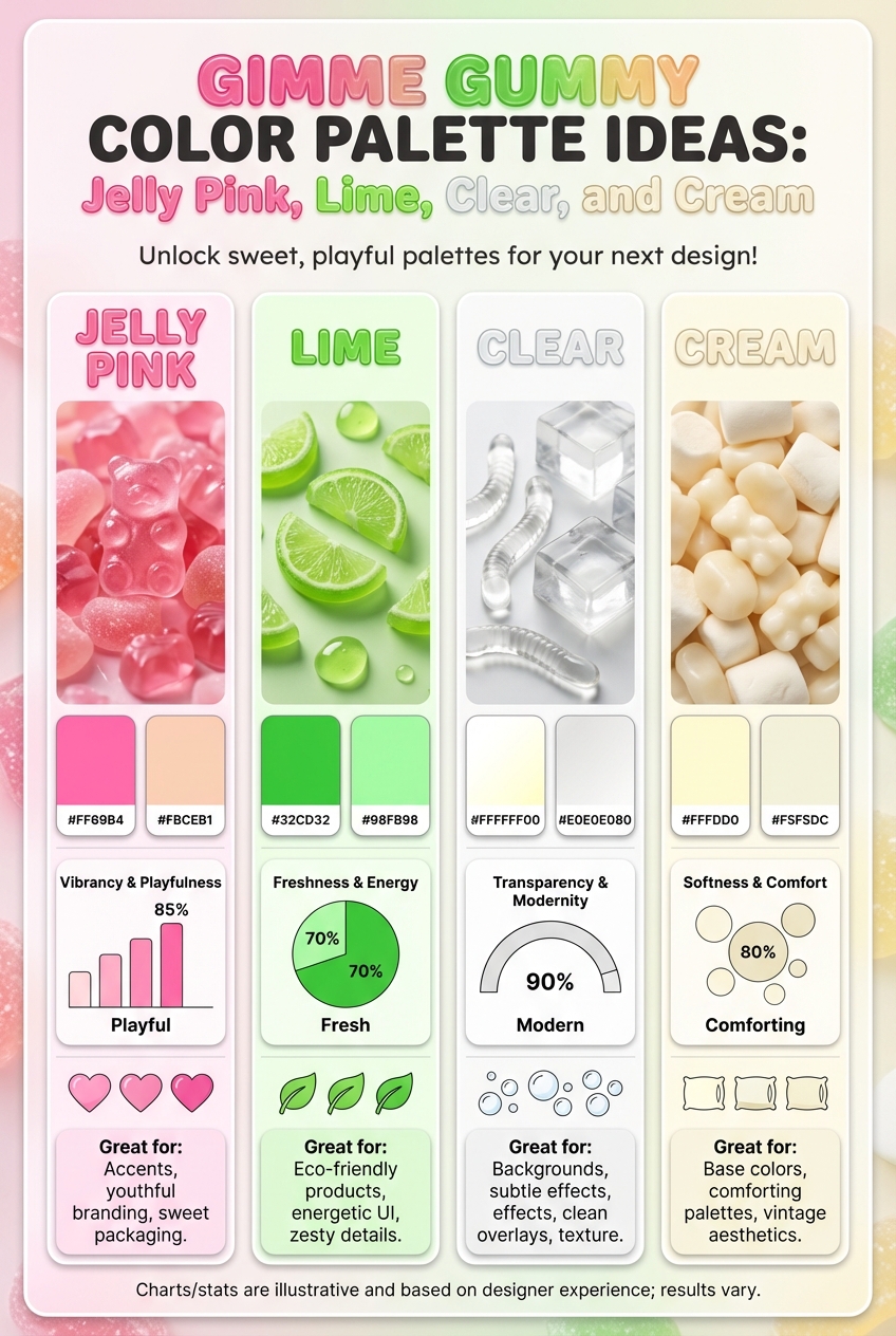 Gimme Gummy Color Palette Ideas: Jelly Pink, Lime, Clear, and Cream - photo 3