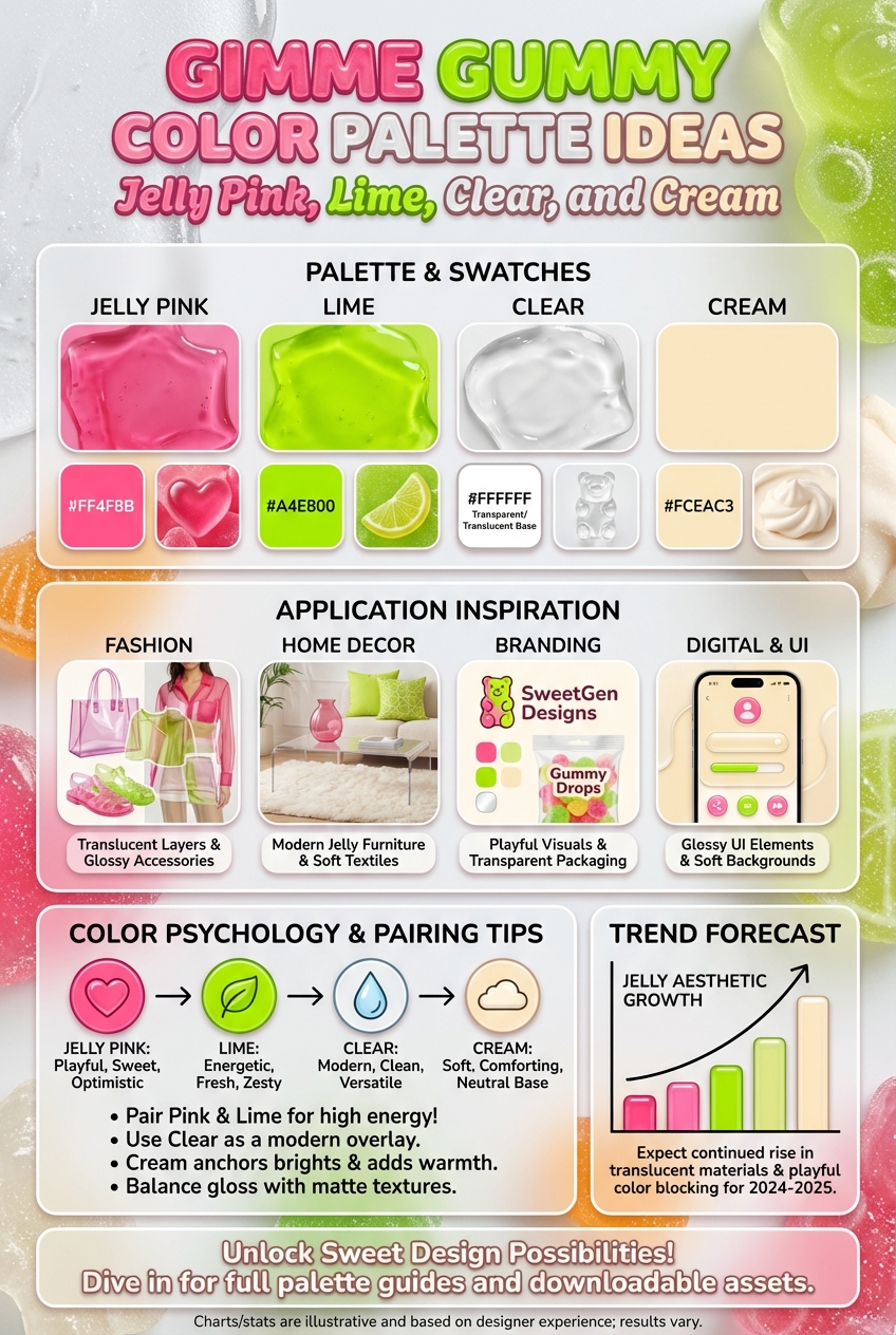 Gimme Gummy Color Palette Ideas: Jelly Pink, Lime, Clear, and Cream - photo 4