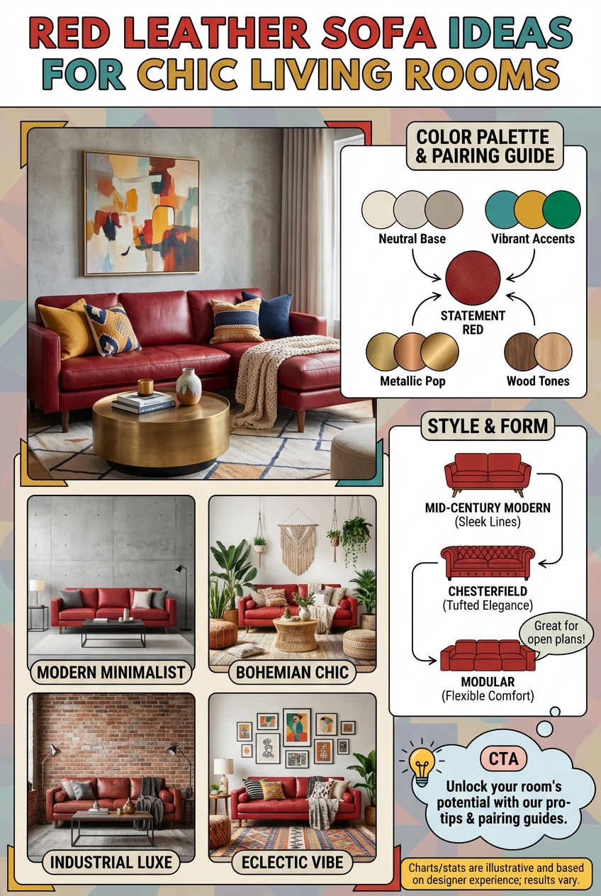 Red Leather Sofa Ideas for Chic Living Rooms - photo 4