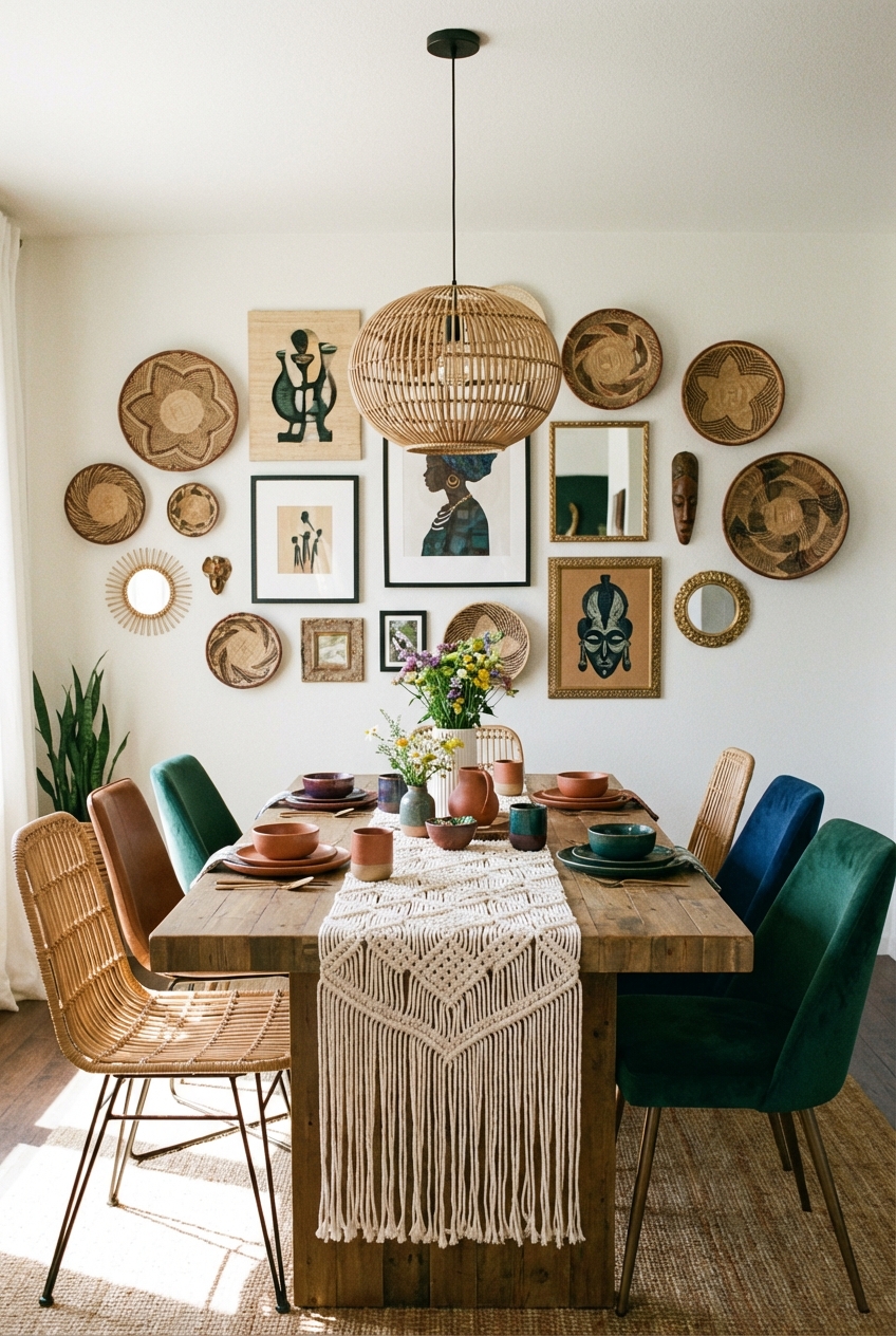 Afro-Boho Dining Room Color Palette: Earthy Neutrals + Jewel Tones