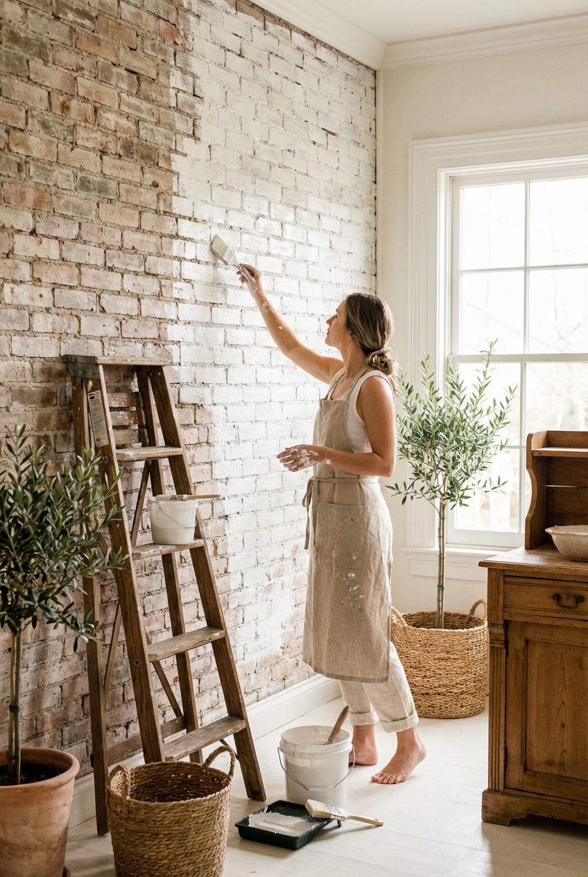 How to Whitewash a Wall for a Rustic Finish