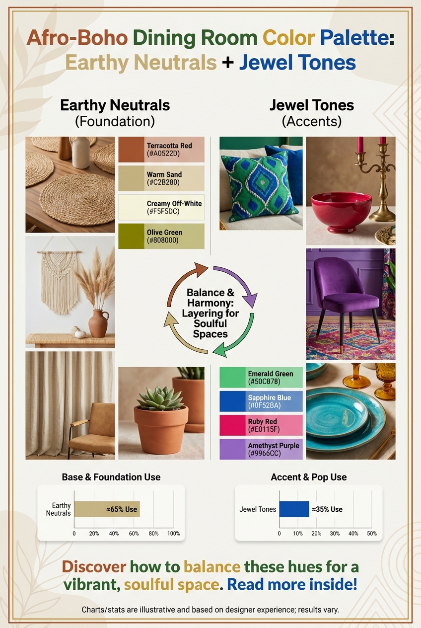 Afro-Boho Dining Room Color Palette: Earthy Neutrals + Jewel Tones - photo 3