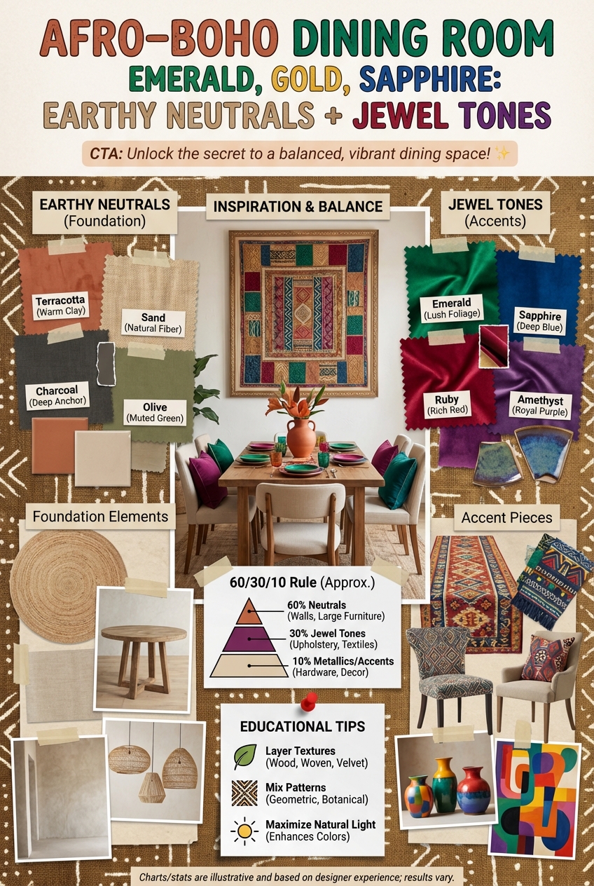 Afro-Boho Dining Room Color Palette: Earthy Neutrals + Jewel Tones - photo 4