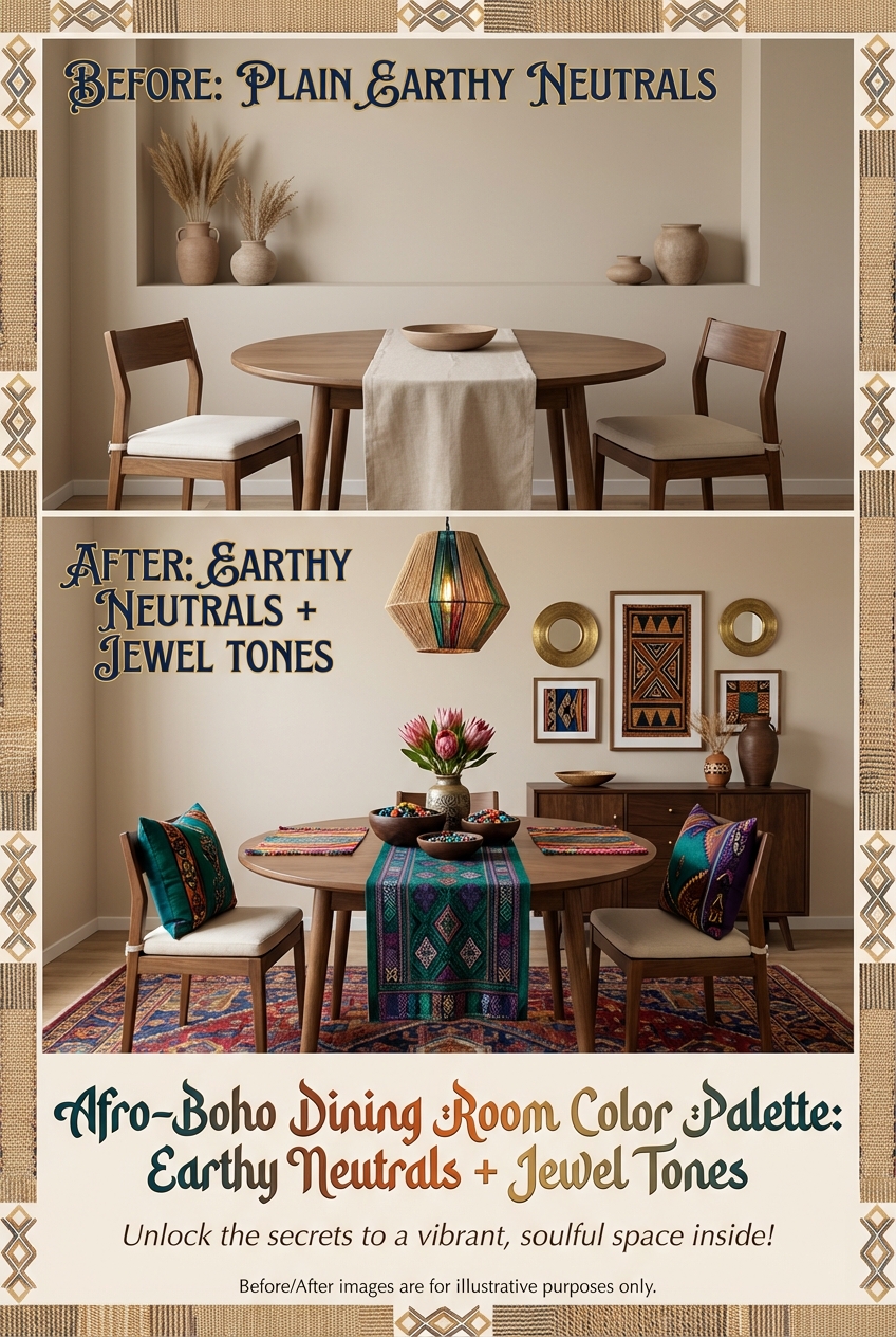 Afro-Boho Dining Room Color Palette: Earthy Neutrals + Jewel Tones - photo 5