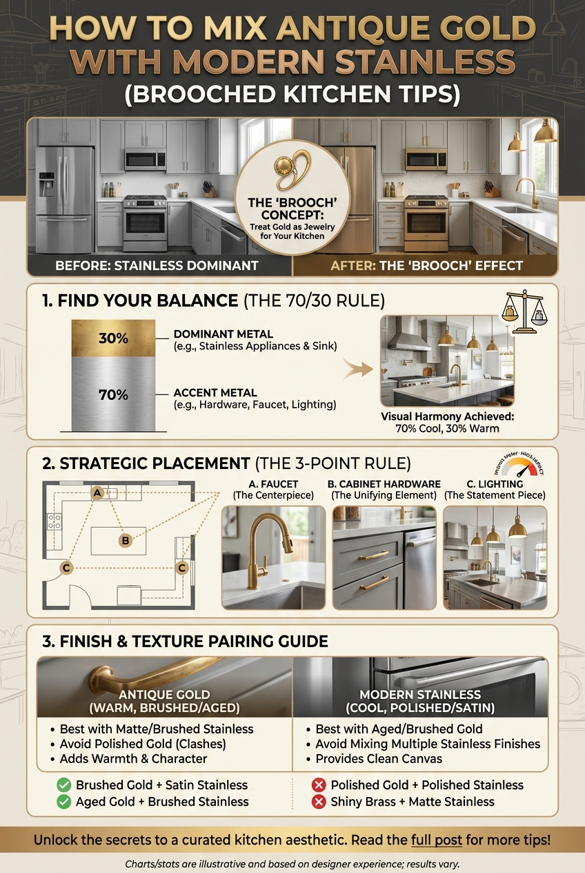 How to Mix Antique Gold with Modern Stainless (Brooched Kitchen Tips) - photo 3