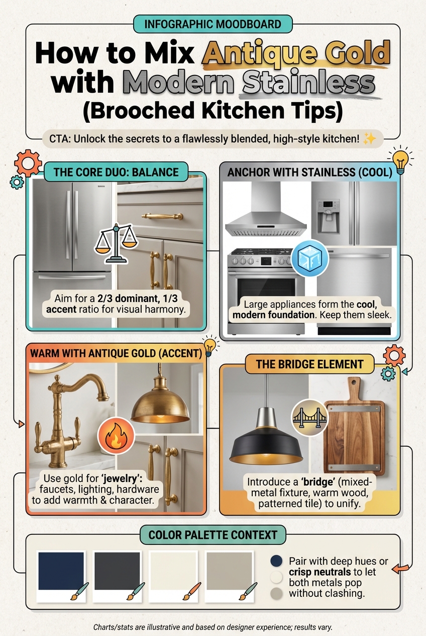 How to Mix Antique Gold with Modern Stainless (Brooched Kitchen Tips) - photo 4