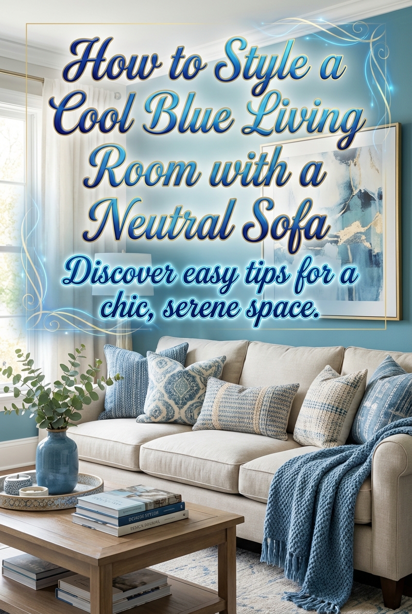 How to Style a Cool Blue Living Room with a Neutral Sofa - photo 2