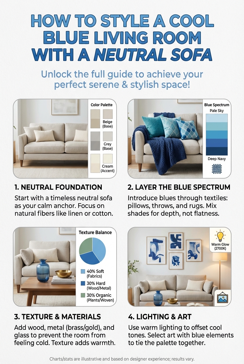 How to Style a Cool Blue Living Room with a Neutral Sofa - photo 3