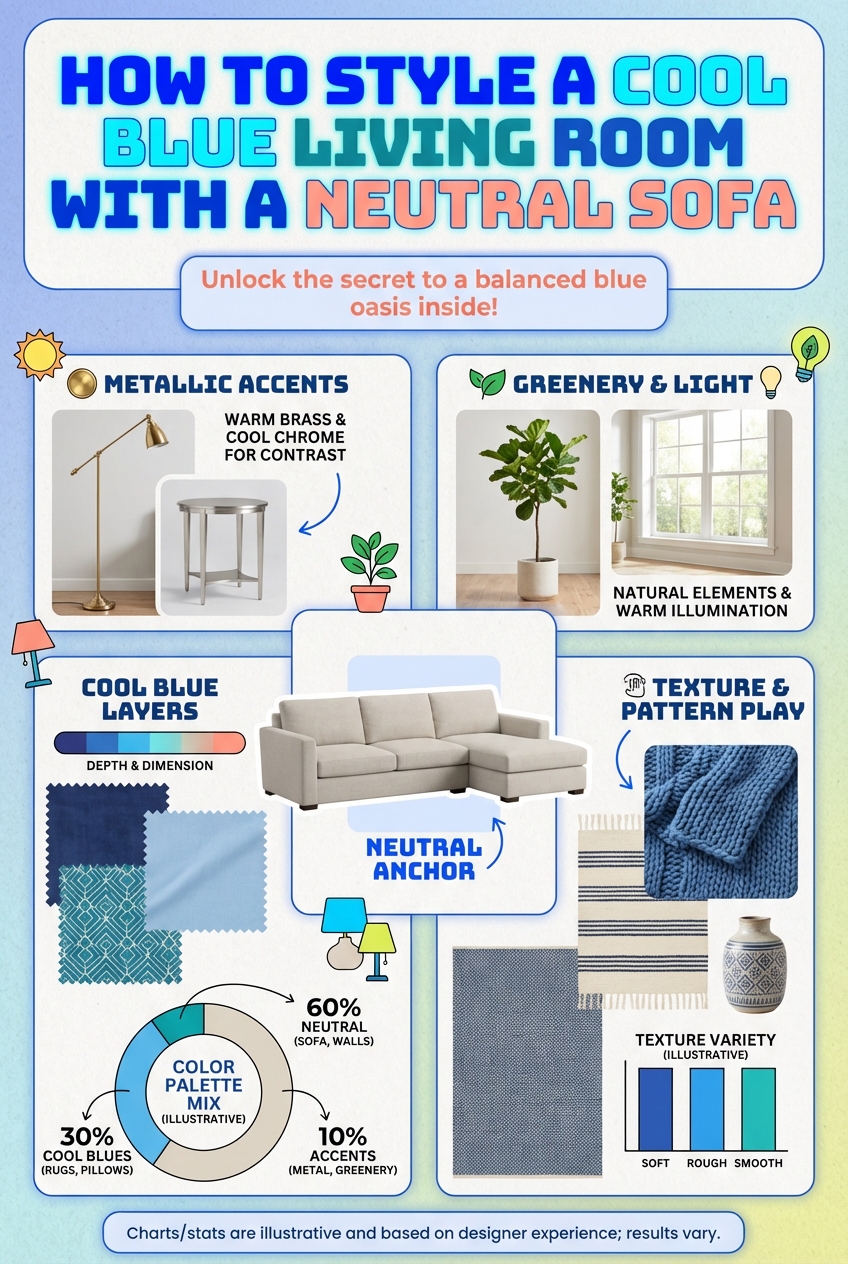 How to Style a Cool Blue Living Room with a Neutral Sofa - photo 4