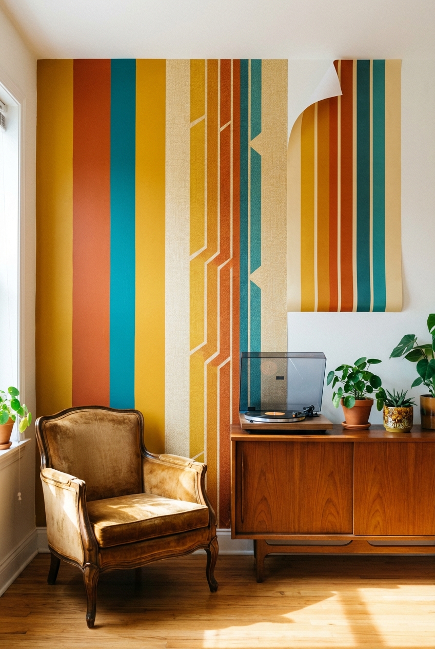 Retro Stripe Wall Ideas: Painted, wallpapered, or removable