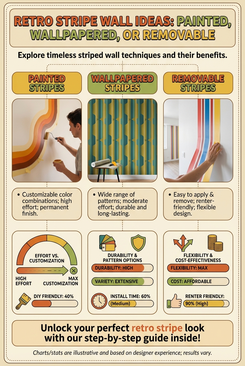 Retro Stripe Wall Ideas: Painted, wallpapered, or removable - photo 3