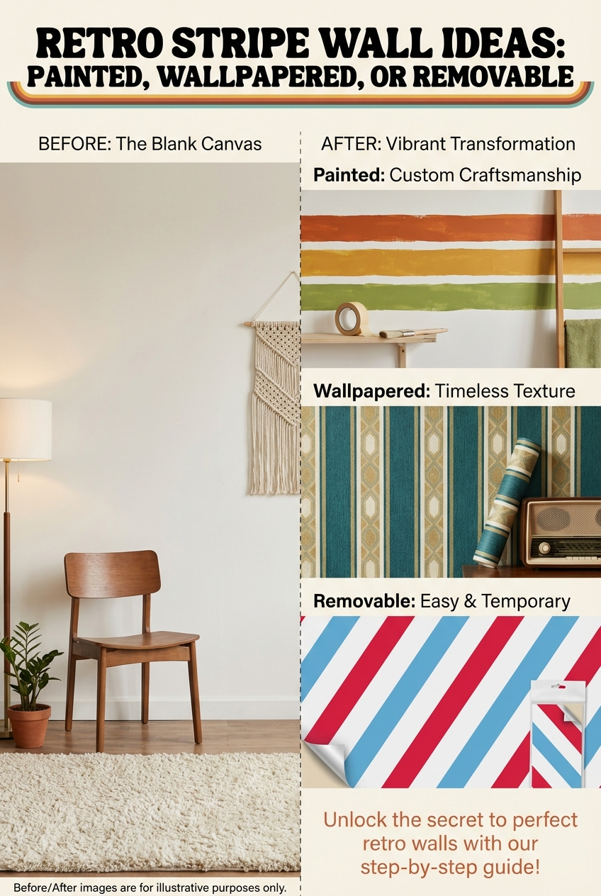 Retro Stripe Wall Ideas: Painted, wallpapered, or removable - photo 5