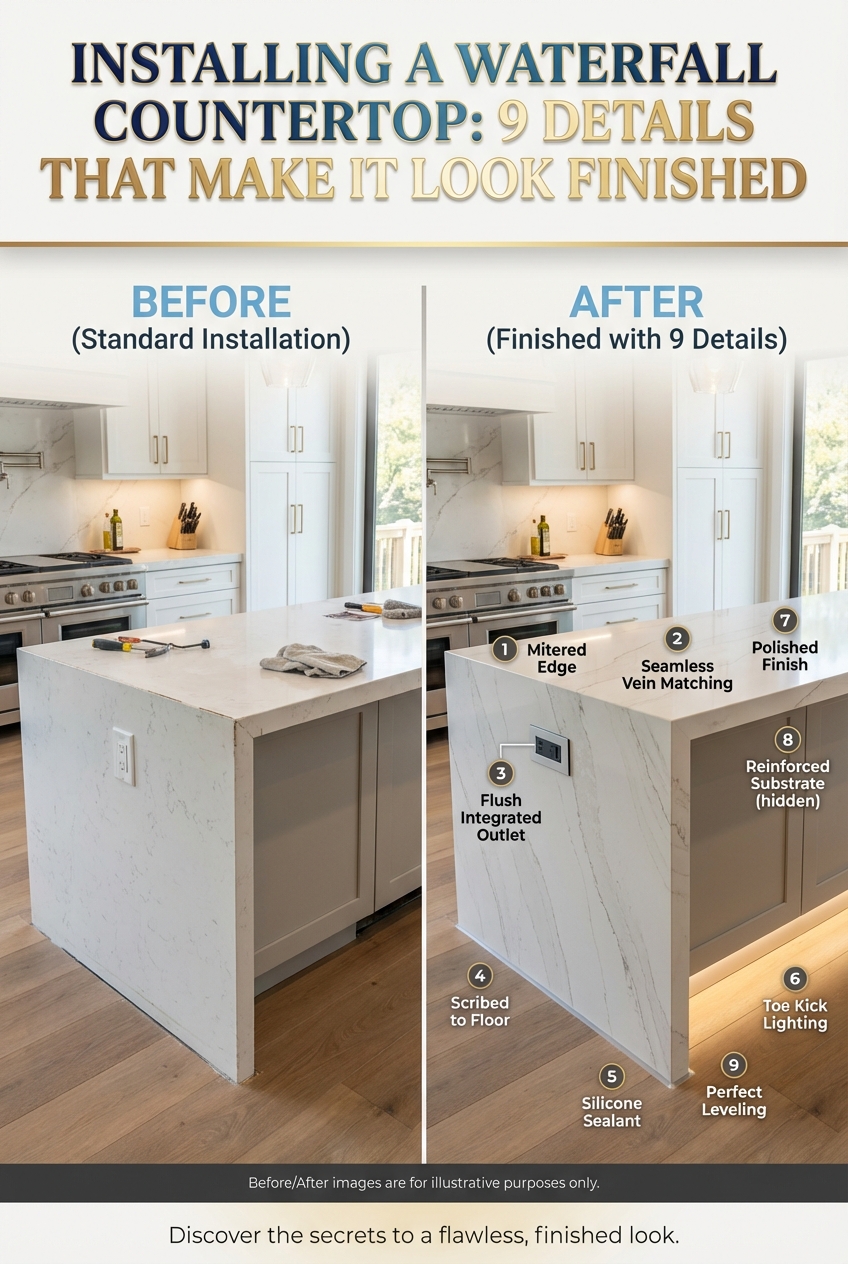 Installing a Waterfall Countertop: 9 Details That Make It Look Finished - photo 5