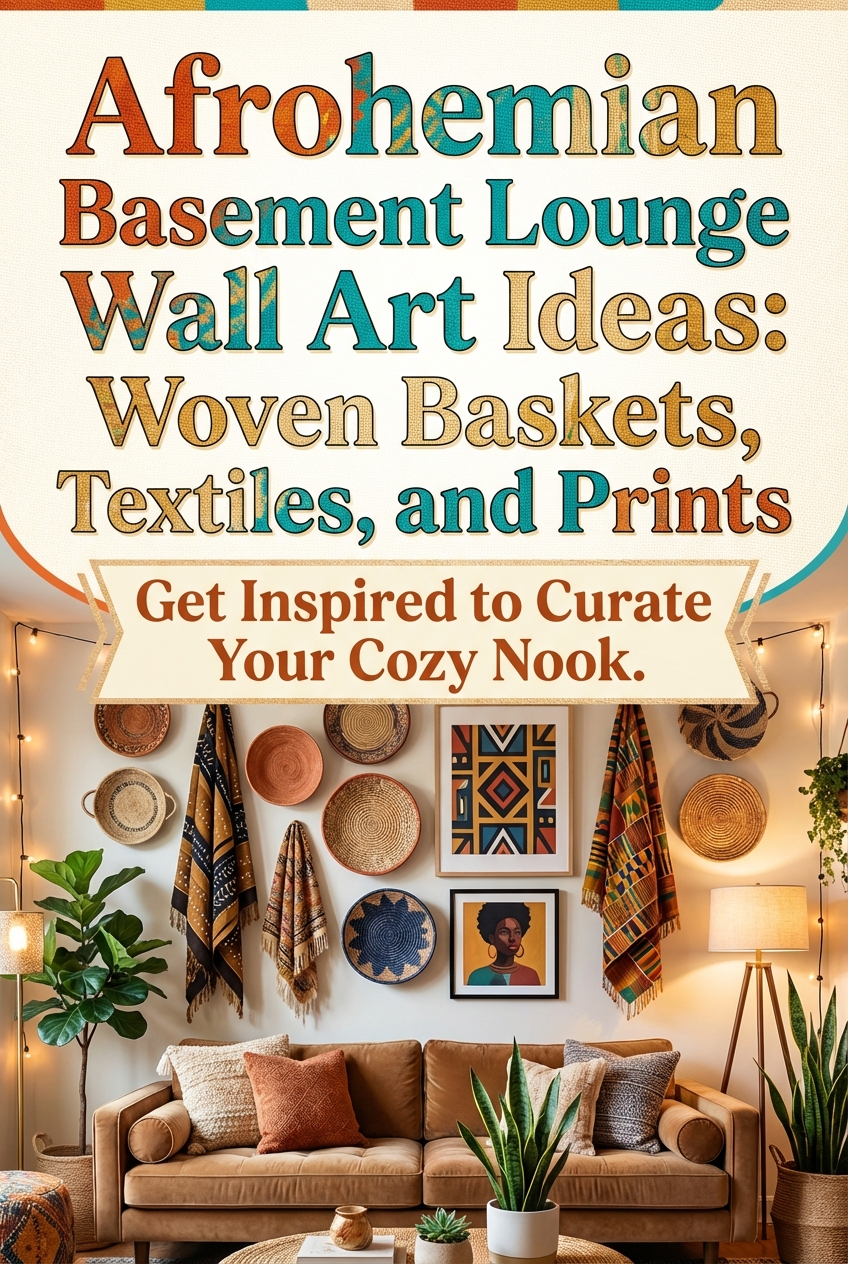 Afrohemian Basement Lounge Wall Art Ideas: Woven Baskets, Textiles, and Prints - photo 2