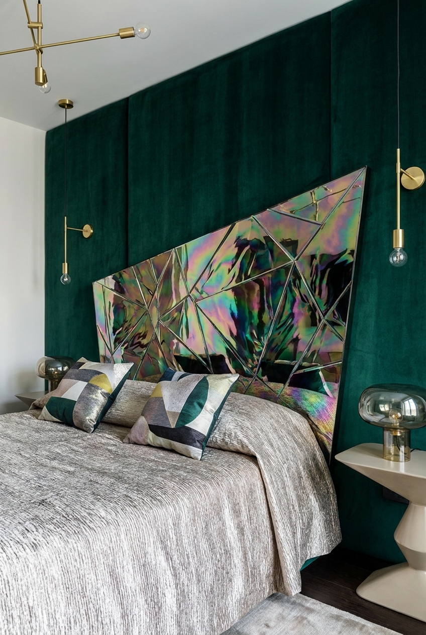 Glitchy Glam Headboard Ideas: Unexpected Shapes and Finishes