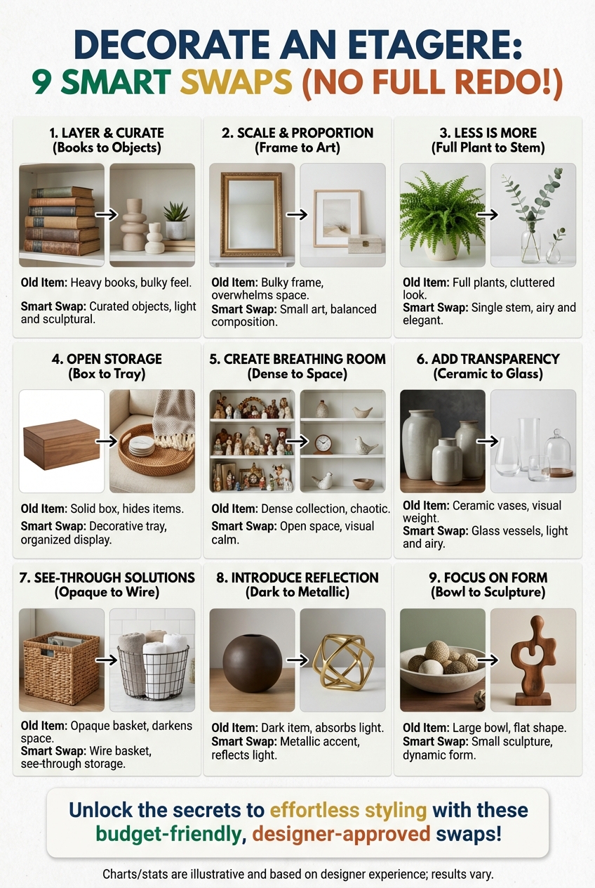 Decorate an Etagere: 9 Smart Swaps (no Full Redo) - photo 3