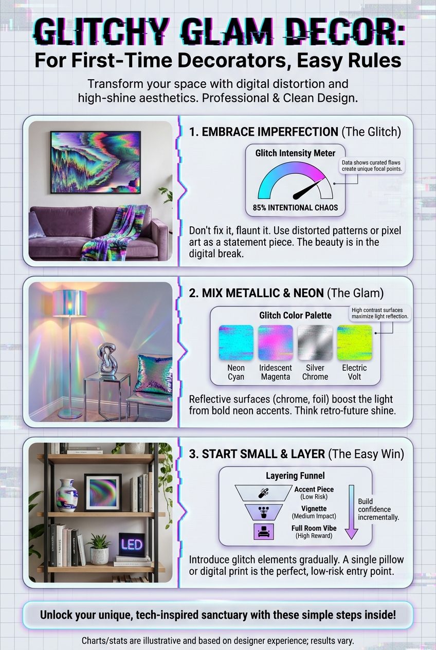 Glitchy Glam Decor for First-Time Decorators: Easy Rules - photo 3