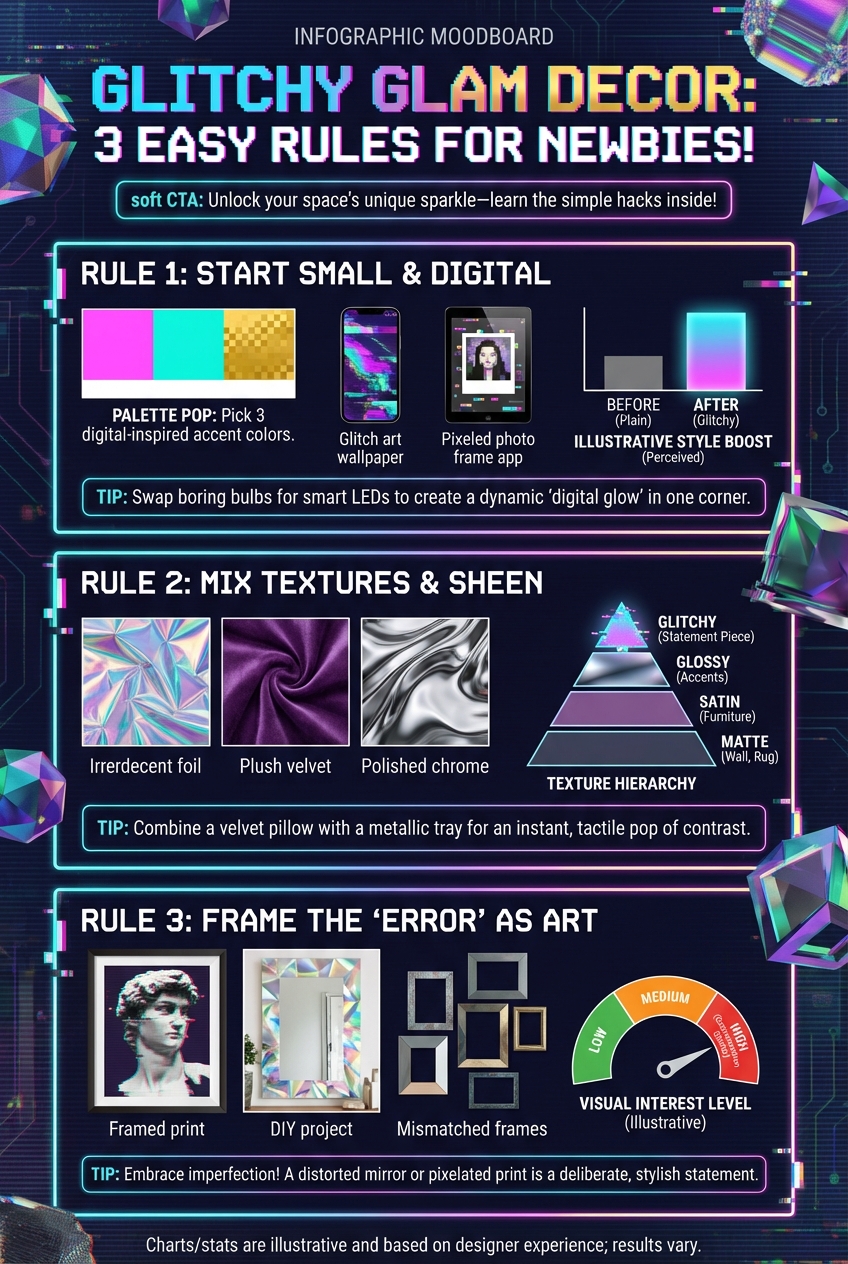 Glitchy Glam Decor for First-Time Decorators: Easy Rules - photo 4