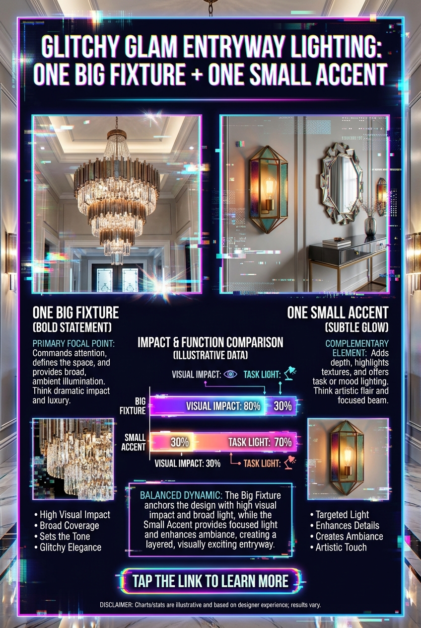 Glitchy Glam Entryway Lighting: One Big Fixture + One Small Accent - photo 3