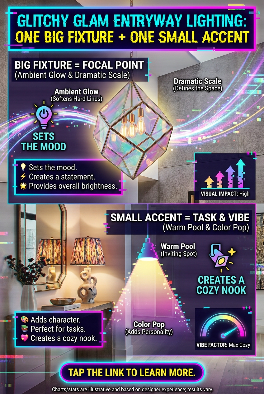 Glitchy Glam Entryway Lighting: One Big Fixture + One Small Accent - photo 4