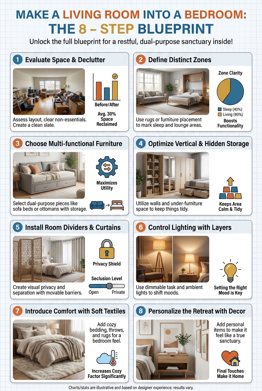 Make a Living Room into a Bedroom: the 8 – Step Blueprint - photo 3