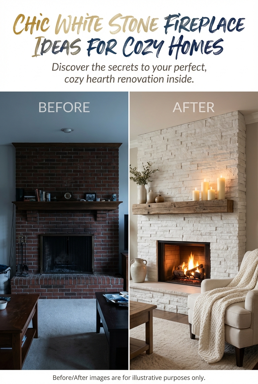 Chic White Stone Fireplace Ideas for Cozy Homes - photo 5